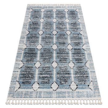 Alfombra Moderna Belle Br22a Beige / Azul Franjas 180x270 Cm