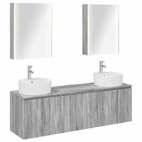 juego de muebles de bano 5 pcs sonoma gris madera de ingenieria vidaxl