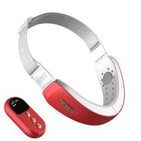 cinturon facial de electroestimulacion con tratamiento de luz led vibracion ems y terapia magnetica de baja frecuencia con mando a distancia 18x45x12 cm color rojo