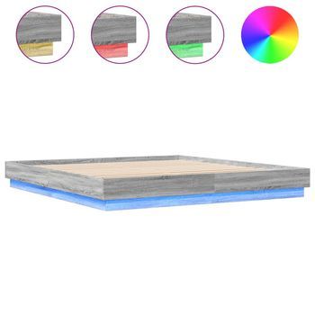 Estructura De Cama Con Luces Led Gris Sonoma 200x200 Cm Vidaxl