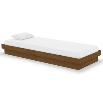 Estructura De Cama Individual Sin Colchón Madera Marrón Miel Vidaxl