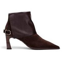 hispanitas zapatos de tacon botin paris solapa marron para mujer