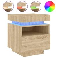 mesita de noche con luces led roble sonoma 40x39x485 cm vidaxl