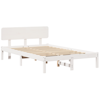 cama matrimonial  cama doble  estructura de cama con cabezal blanco 120x200 cm madera maciza de pino cfw56042