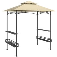 outsunny cenador de barbacoa cenador de jardin con 2 estantes cestas de almacenamiento ganchos para terraza beige   aosom espana