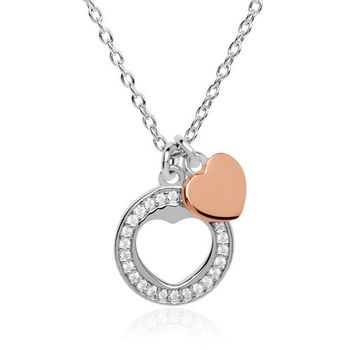 Cadena corazón de plata 925 con circonita grabable