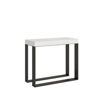 Consola Extensible 90x40/300 Cm Elettra Premium Fresno Blanco Estructura Antracita