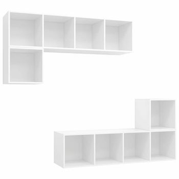 Juego De Mueble Para Tv De 4 Piezas Madera Contrachapada Blanco Vidaxl