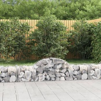 Cestas De Gaviones 2 Piezas | Gavión Para Piedras | Gavión Decorativo Forma De Arco Hierro 200x50x40/60 Cm Cfw955703