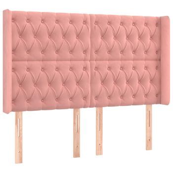 Cabecero Cama Mueble De Dormitorio Con Led De Terciopelo 147 X 16 X 118/128 Cm Rosa M02_0001893