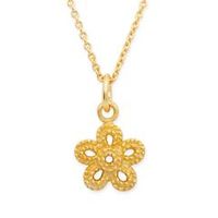 cadena de plata chapada en oro con colgante de flor