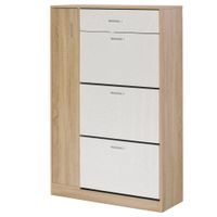 zapatero 84x30x132cm madera natural y blanco