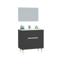 mueble de bano de 1 puerta y 1 cajon 45x80 cm 80 antracita roble