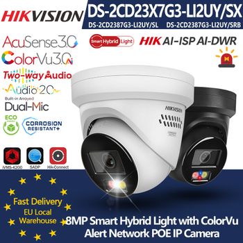 Cámara IP POE Hikvision 8MP DS-2CD2387G3-LIS2UY/SL DS-2CD2387G3-LIS2UY/SRB 4K Smart Hybrid Light ColorVu3.0 Acusense3.0