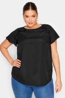 yours blusa negra con volantes en hombros mujer curvy y tallas grandes yours