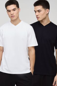 Pack De 2 Camisetas Regular Con Escote De Pico, Mono