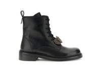 botines de piel con cordones y adorno de perlas extraible black