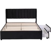 cama de tela de seda 140x200 cm con cabecero 2 cajones de almacenamiento y somier estilo minimalista negro sin colchon resistente hasta 300 kg facil de instalar medidas aprox 207514095 cm