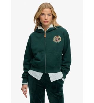 Superdry para mujer. W2012590A Sudadera Country Club Ziphood verde (L), Casual, Algodón