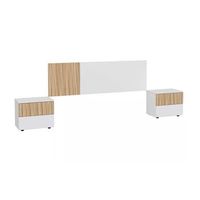 cabecero cama 160 cm  2 mesitas de noche edith nordico moderno en blanco y roble