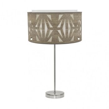 Sobremesa alto katerina 1xe27 niquel/madera gris 61x30x30 cm