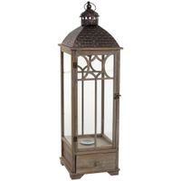 farol de madera marron envejecido 315x315x104h cm