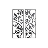 decoracion pared set 2 metal 70x13x90 pajaros