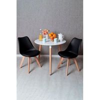 conjunto mesa tower redonda 80 cm blanca y pack 2 sillas synk basic - negro