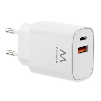 Cargador Ewent EW1326 30W USB-C PD y USB-A QC 3.0 GaN Fast