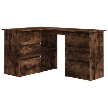 Mesa De Escritorio | | Escritorio De Despacho | Escritorio De Esquina Contrachapada Roble Ahumado 145x100x76cm
