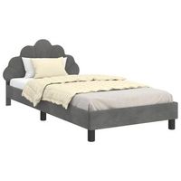 cama individual  cama para ninos con cabecero gris oscuro 90 x 200 cm terciopelo
