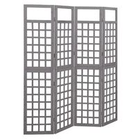 biomboenrejado de 4 paneles madera de abeto gris 161x180 cm vidaxl