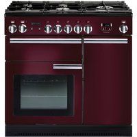 rangemaster professional 90 gas range cooker - cranberry  chrome cranberry