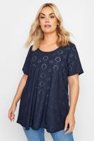 yours camiseta azul marino de bordados con calados mujer curvy y tallas grandes yours