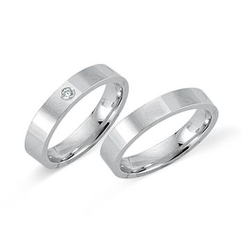 Alianzas 8 quilates oro blanco con diamante