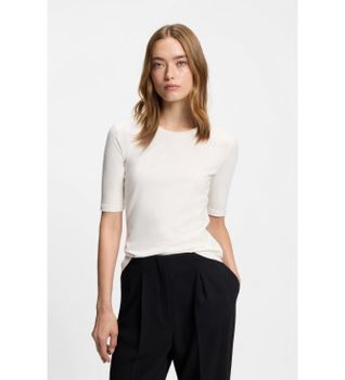 HUGO para mujer. 50515019 Camiseta Darnelia blanco roto (XS), Casual, Poliéster, Manga corta