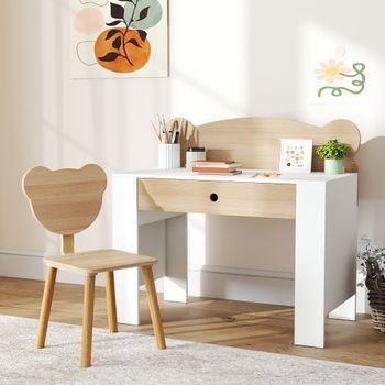 Escritorio Infantil Con Silla En Forma De Osito Natural Aiyaplay