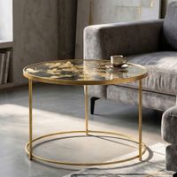 mesa de centro redonda de metal dorado con mariposas o cm 60x405