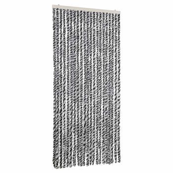 Cortina Antimoscas Chenilla Gris Negro Y Blanco 90x200 Cm