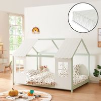cama para ninos tostedt con colchon 140x200 cm - verde mentablanco encasa