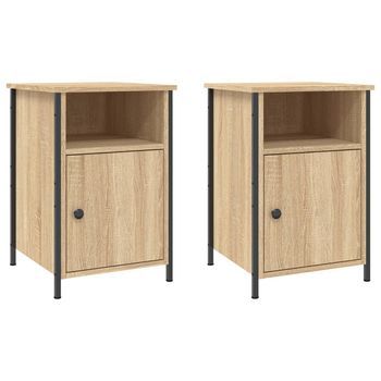 Mesitas Noche 2 Uds Madera Contrachapada Color Roble 40x42x60cm Vidaxl
