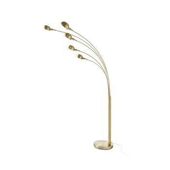 Lámpara de pie de arco de 5 brazos de metal dorado Alt. 210 cm