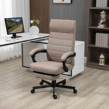 Silla De Oficina De Lino Espuma Acero Vinsetto 68x67x106-114cm-marrón