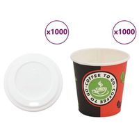 vasos de cafe de papel con tapa 1000 uds 4oz 120ml vidaxl