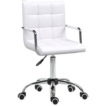 HOMCOM Silla de Oficina Juvenil Silla de Ordenador para Niños Altura Regulable Giratoria 360° Respaldo Cuero Sintetico Blanco   Aosom España
