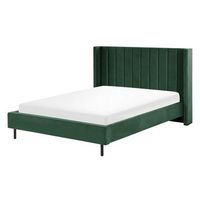 cama con somier de terciopelo verde oscuro 140 x 200 cm listones moderno villette