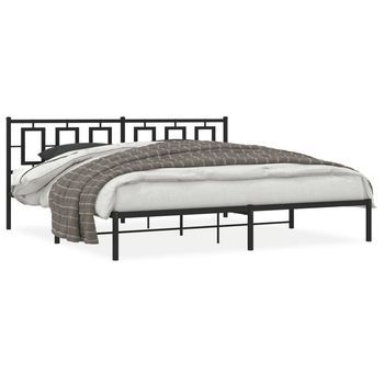 Estructura De Cama Con Cabecero Metal Negro 193x203 Cm
