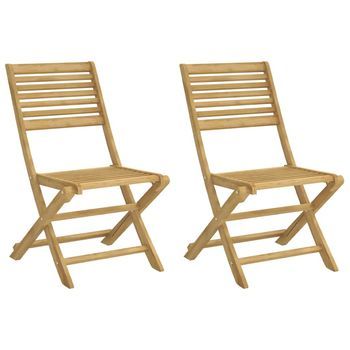 Pack 2 Uds Sillas De Jardín | Silla De Exterior | Sillón Plegables Madera Acacia 48,5x61,5x87 Cm