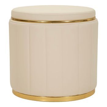 Pouf Con Contenedor En Ecopiel Crema Cm Ø 46,5x44