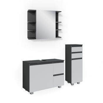 Conjunto De Muebles De Baño J-shape 3 Partes, Con Armario Midi Vicco